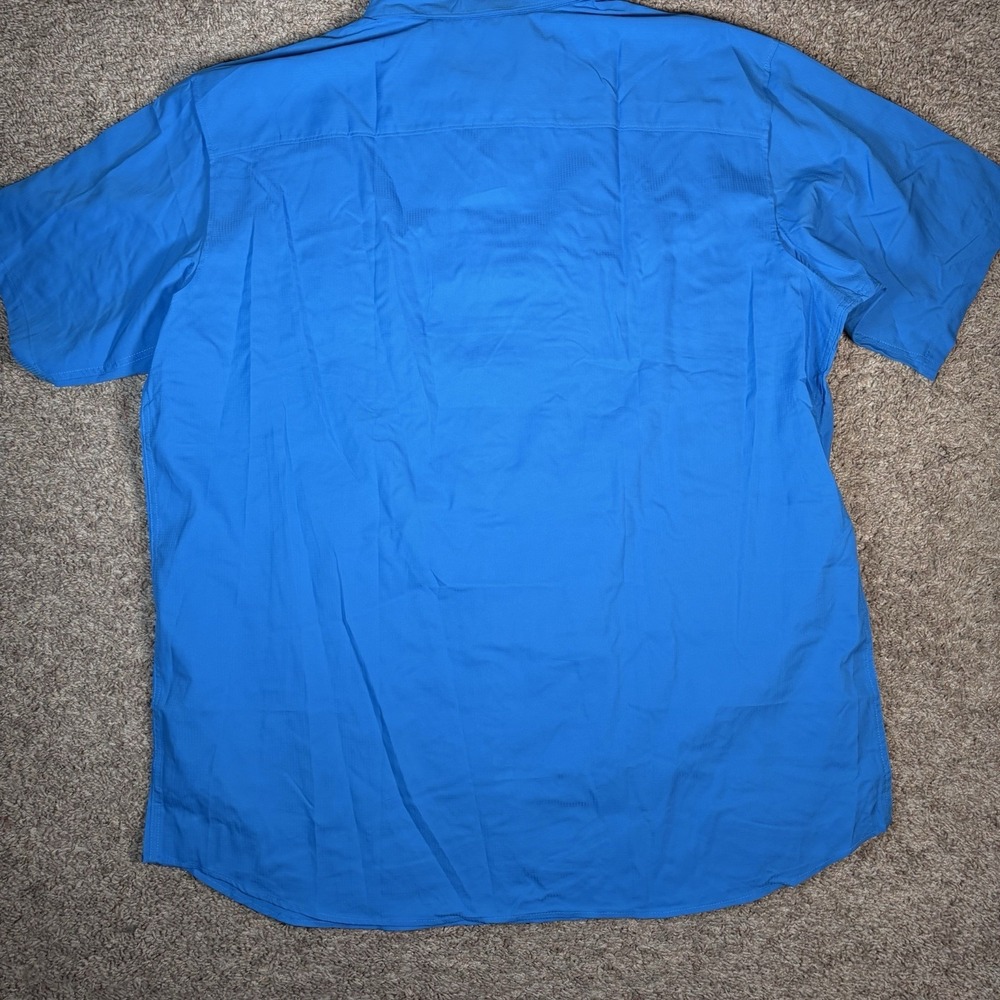 Columbia Men 3XLT Shirt Utilizer Fishing Short Sleeve Blue Outdoors - Picture 8 of 9